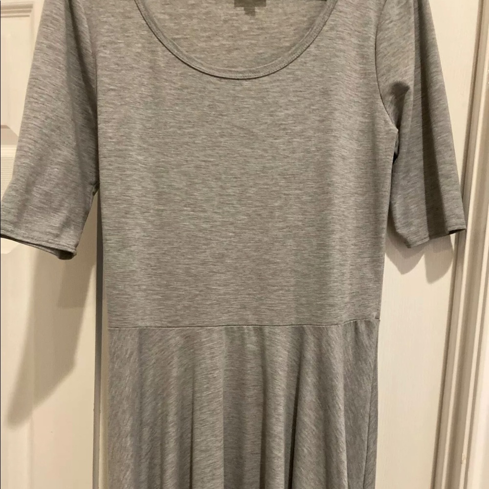 LULAROE gray mid length dress with a midline seam